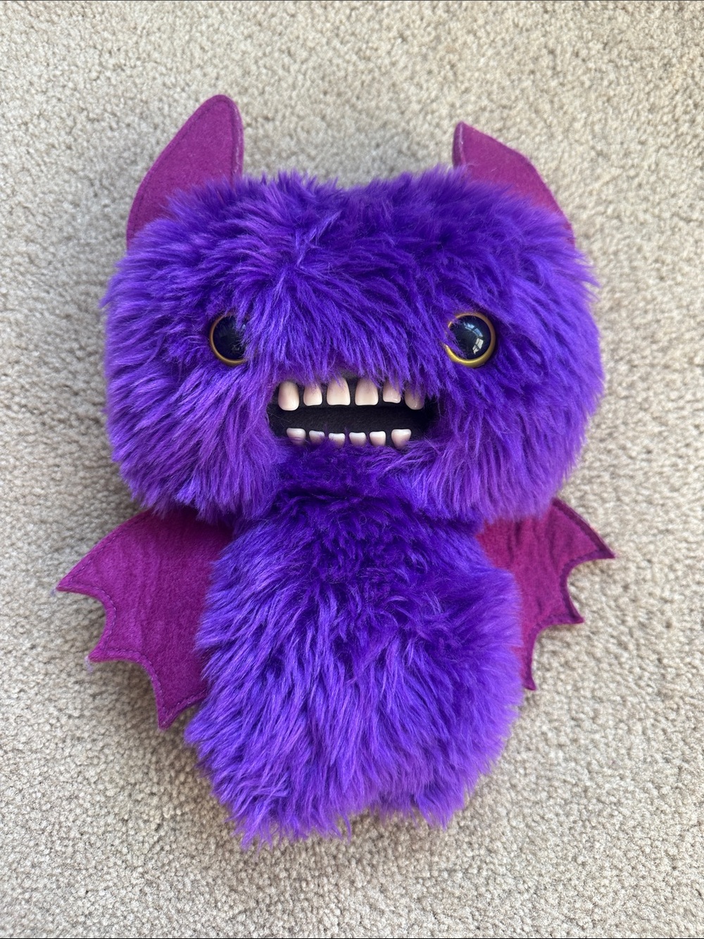 Plush Purple Bat Monster Stuffed Toy - Soft Furry Creature